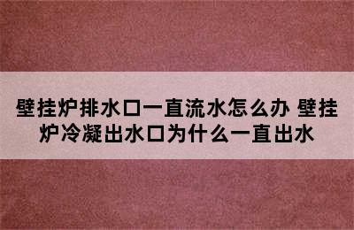 壁挂炉排水口一直流水怎么办 壁挂炉冷凝出水口为什么一直出水